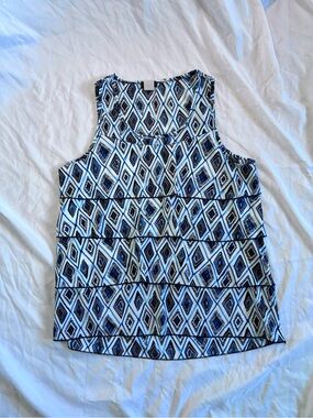 Lavish Geometric Ruffle Tank Top